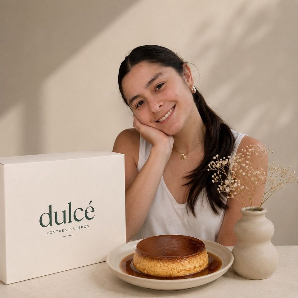 Adriana con una caja de Dulcé