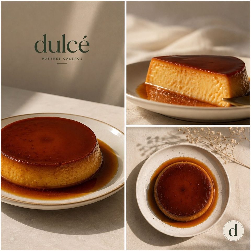 Flan de caramelo en plato